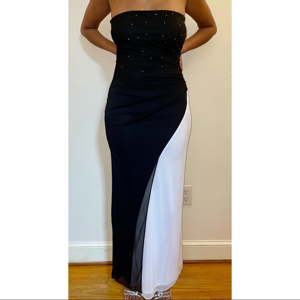 Black & White Strapless Prom Dress from Windsor